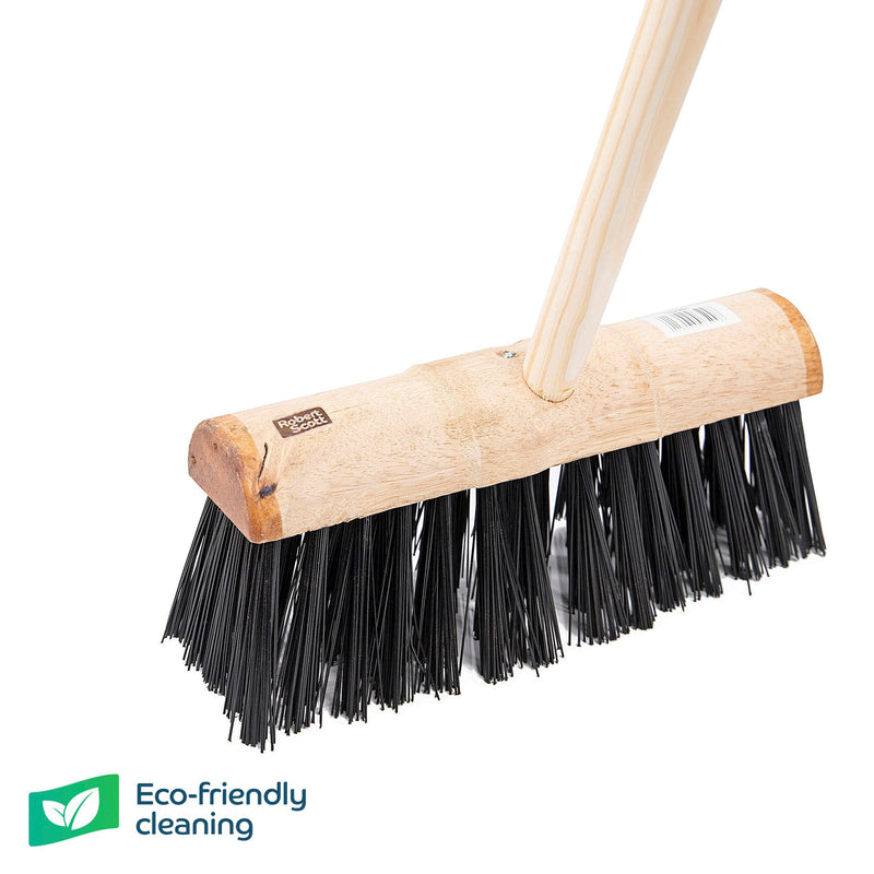 13" Half Round Wooden Yard Broom - PVC Bristle With 59" Handle