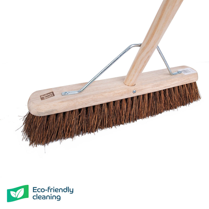 Wooden Platform Broom Stiff Bristle 18" With Metal Stay & 59" Handle