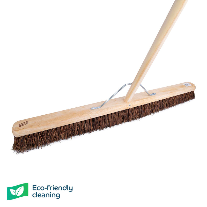 Wooden Platform Broom Stiff Bristle 36" With Metal Stay & 55" Handle