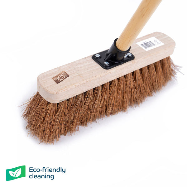 Wooden Broom Flat Coco 11.5" Socket Fitting & 47" Handle