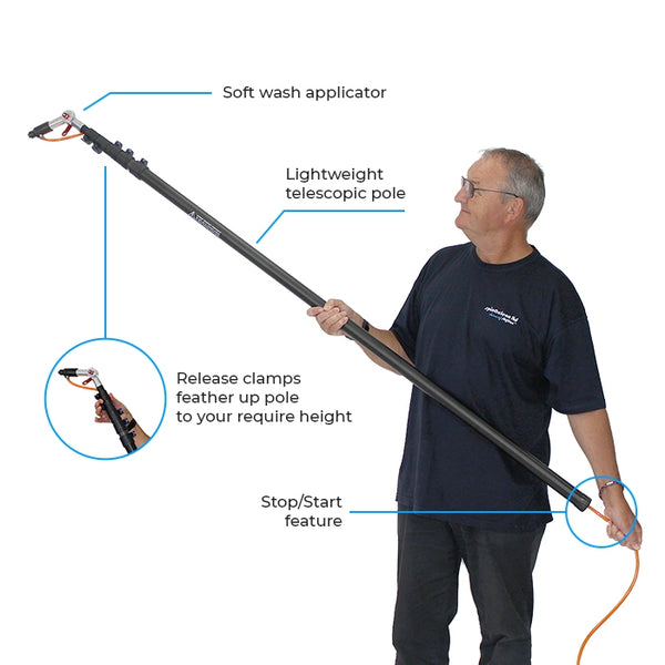 skyVac Softwash Applicator - Carbon Fibre Water Fed Pole System