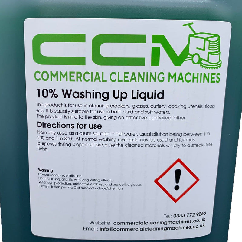 Commercial Cleaning Machines Cleaning Chemicals CCM 10% Washing Up Liquid - 5 Litres - Premium Washing Up Liquid 722777681090 89056/5 - Buy Direct from Spare and Square