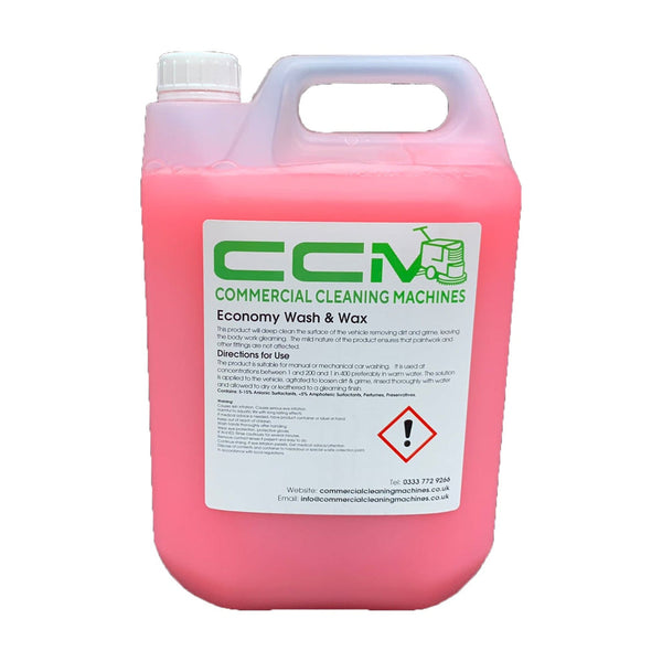 Commercial Cleaning Machines Cleaning Chemicals CCM Economy Wash and Wax - 5 Litres - Cleans and Waxes In One Solution 722777681182 00146/5 - Buy Direct from Spare and Square