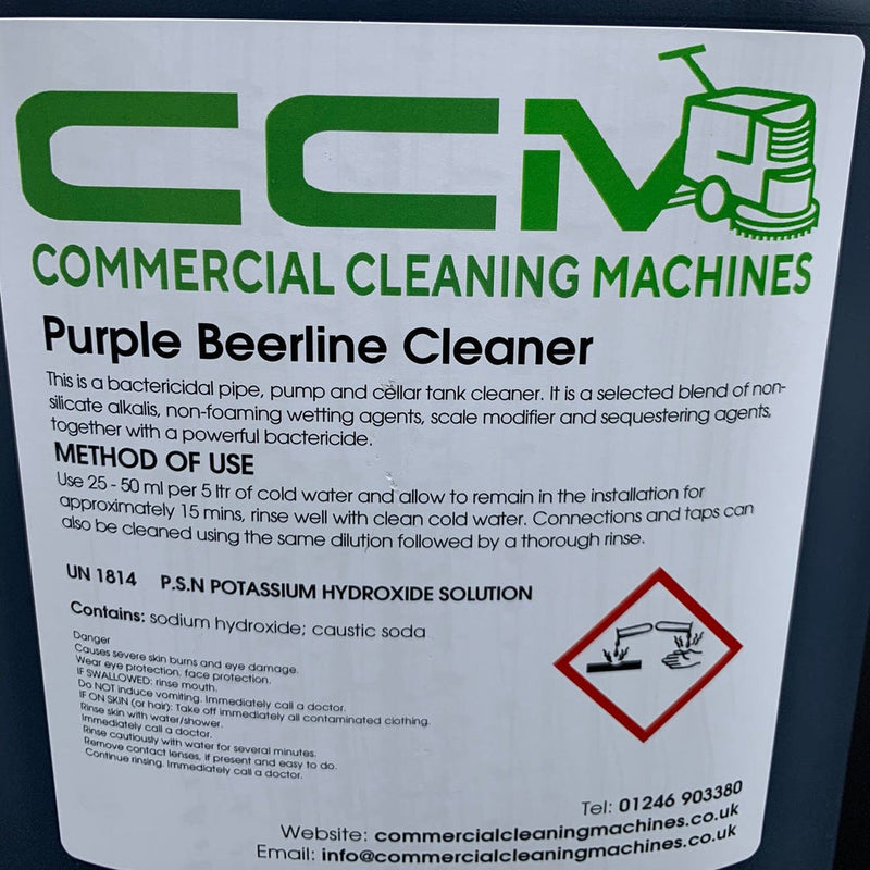 Commercial Cleaning Machines Cleaning Chemicals CCM Purple Beerline Cleaner - 5 Litres - Bactericidal Pipe and Pump Cleaner 722777681311 10072/5 - Buy Direct from Spare and Square