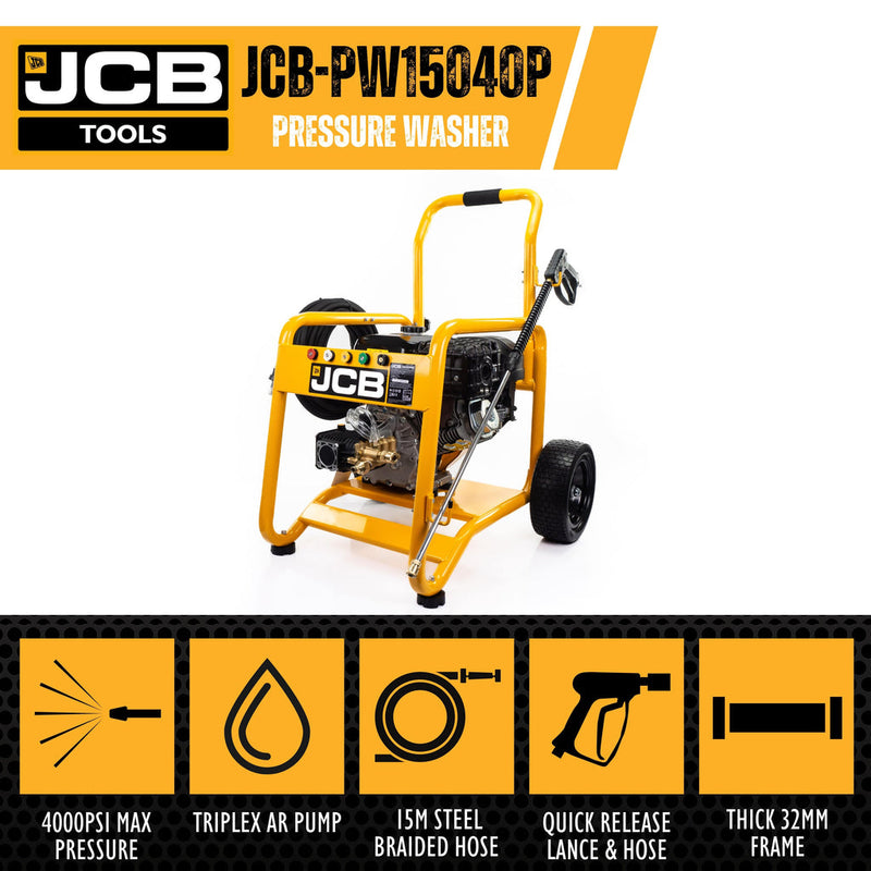 JCB Pressure Washer JCB Petrol Pressure Washer - PW15040P - 15hp JCB Engine - 4000psi 5059608313048 JCB-PW15040P - Buy Direct from Spare and Square