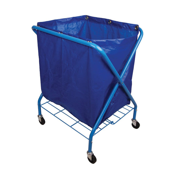 Robert Scott Janitorial Trolley Blue Folding Waste Cart & Blue Vinyl Bag 101268-Blue - Buy Direct from Spare and Square