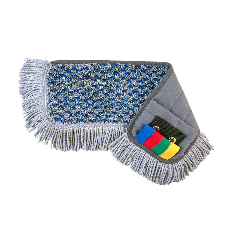 Robert Scott Mop Blue & Grey Microfringe Microfibre Flat Mop Flagged - Box of 10 104341-Blue & Grey - Buy Direct from Spare and Square