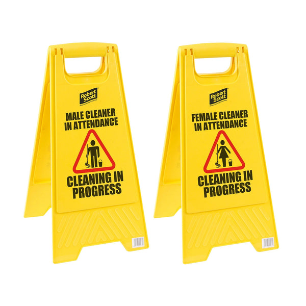 Robert Scott Safety Signs Yellow Male/Female Attendant Standard Safety Floor Sign - Box of 5 5013174083897 101439-Yellow - Buy Direct from Spare and Square