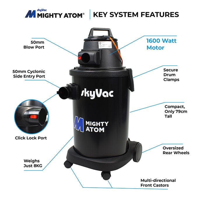 SkyVac Vacuum Cleaner SkyVac Mighty Atom - Vacuum Only - Wet / Gutter Vac - Buy Direct from Spare and Square